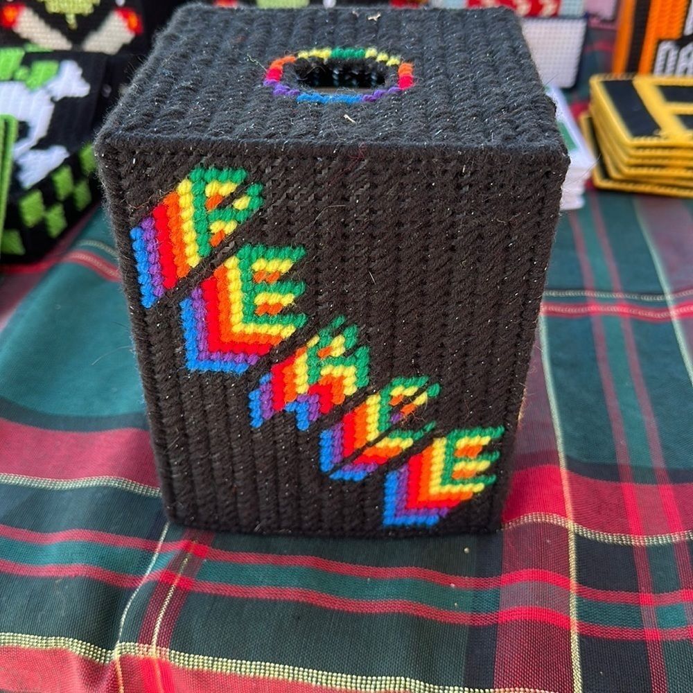 Peace Sign Handmade Tissue Box Cover Boutique Decorative Home Item